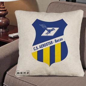Perna Personalizata CS Aerostar Bacau Fotbal, 40x40 cm, Bej Canapea, Husa Detasabila, Perna Inclusa, BEKZ®