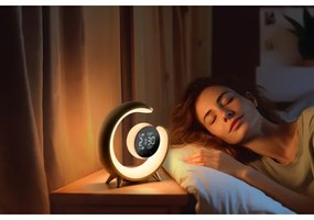 Immax 08985L-LED Lampă de birou RGBW cu ceas, LED 20W, USB 5V, argintiu