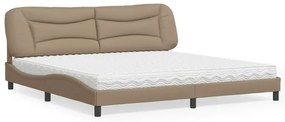 vidaXL Pat cu saltea, cappuccino, 200x200 cm, piele ecologică