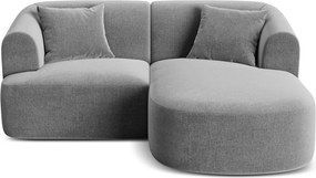 Colțar gri deschis cu tapițerie din catifea (cu colț pe partea dreaptă/cu șezlong) Campi – Cosmopolitan Design