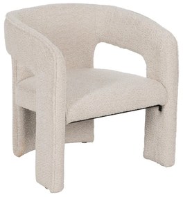 Fotoliu bej cu tapițerie din țesătură bouclé – Ixia