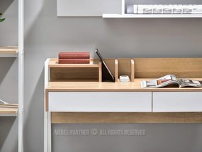 Masă PC Richiel (stejar + alb). 1109842