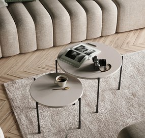 Măsuță de cafea rotundă Sonatia 45 cm cu picioare metalice - cașmir