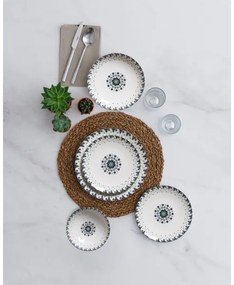 Set de masă din porțelan, 24 piese, alb/albastru