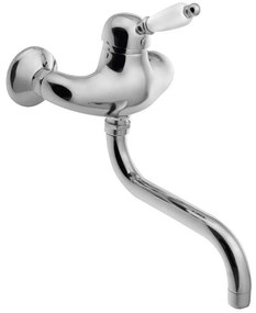 Baterie argintie pentru chiuvetă cu montare pe perete (1 ieșire) Kirké White – Sapho