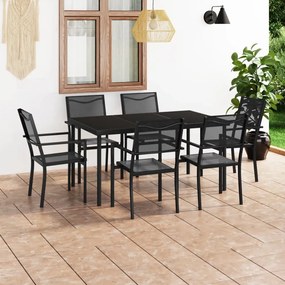 3073517 vidaXL Set mobilier de exterior, 7 piese, oțel