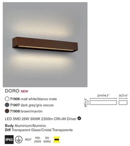 Aplica LED de exterior ambientala design modern IP65 DORO-28 maro