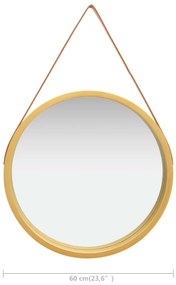 Oglinda de perete cu o curea, 60 cm, auriu 1, Auriu,    60 cm