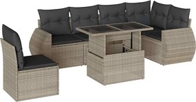 vidaXL Set canapele de grădină cu perne, 7piese gri deschis poliratan