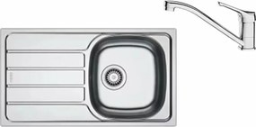 Set chiuveta bucatarie inox Franke Spark 78x43.5 cm cu 1 cuva si picurator stanga finisaj lucios plus baterie crom