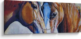 Tablou - Caii îndrăgostiți (cu ceas) (90x30 cm)