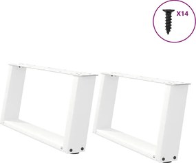 vidaXL Picioare pentru măsuță de cafea în formă de U, 2 buc., alb, 60x(30-31) cm, oțel