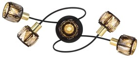 Plafoniera cu 5 spoturi design modern INDIANA auriu, negru