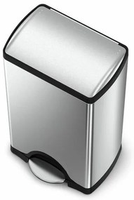 Coș cu pedale dreptunghiular 38 l, oțel mat, oțel inoxidabil