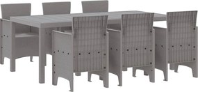 vidaXL Set de masă pentru grădină 7 pcs Gri deschis Polipropilenă