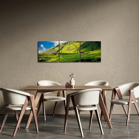 Tablou cu peisaj montan (cu ceas) (90x30 cm)