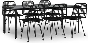 vidaXL Set mobilier de grădină, 7 piese, negru, poliratan