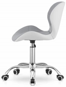 Scaun de birou din piele ecologica Culoare gri-alb AVOLA