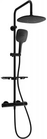 Mexen KT17 set de duș montat pe perete, cu pluviu și baterie termostatică, negru - 771501793-70