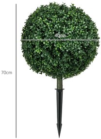 HOMCOM Buxus artificial set de 2, realist, rezistent la intemperii, ușor de întreținut, 70 cm | Aosom Romania
