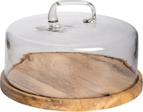 Tava rotunda din lemn de mango, cu capac din sticla, D30cm, Artisan