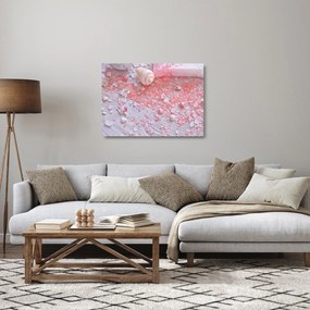 Tablou pe sticlă - Atmosfera de litoral în nuanțe roz (70x50 cm)