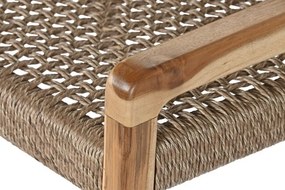 Scaun lounge cu brațe din lemn masiv de teak cu șezut și spătar împletite din fibră naturală, 65×62×72 cm, „Nairobi" |