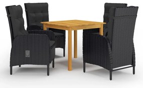 vidaXL Set mobilier de grădină, 5 piese, negru