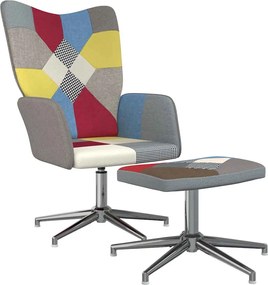 vidaXL Scaun de relaxare cu taburet, textil, petice