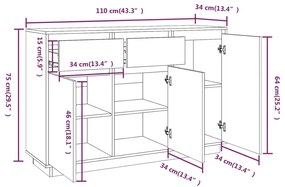 Servanta, maro miere, 110x34x75 cm, lemn masiv de pin 1, maro miere