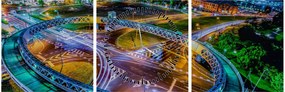 Tablou panorama orașului nocturn (cu ceas) (90x30 cm)