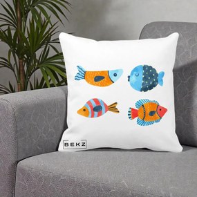 Perna Decorativa Pesti Acuarela, 40x40 cm, Alba Mata, Husa Detasabila, Perna Inclusa, BEKZ®