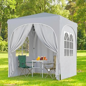 Outsunny Gazebo Pliabil 2 x 2 m, Pavilion de Grădină Portabil UPF50+ cu 4 Pereți Laterali, Înălțime Reglabilă, Geantă de Transport pentru Petreceri, Evenimente, Camping, Gri Deschis | Aosom Romania