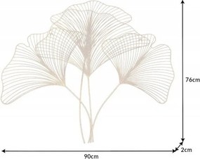 Decoratiune de perete frunze de ginkgo filigran, Ginkgo 90cm auriu