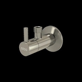 Robinet coltar rotund nichel mat periat cu filtru 1 2  Ã 3 8   Alcadrain ARV001-N-B Nichel mat periat