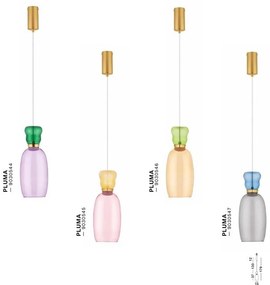 Pendul LED, Lustra design modern Pluma galben/ roz