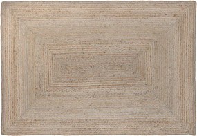 Covor din lână și iută împletit manual, maro natural, 120 x 180 cm, 2200 GSM, „Wool Jute Carpet Natural"