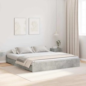 vidaXL Cadru de pat cu depozitare cu sertar cu headboard cu depozitare Gri beton 180 x 200 cm