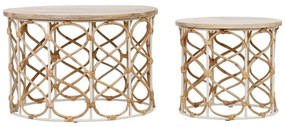 Set 2 mese de cafea , din metal si rattan Roseraie