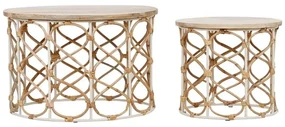 Set 2 mese de cafea , din metal si rattan Roseraie