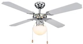 Candelabru Champion 0309CSW, cu ventilator, 1xE27, crom+negru, IP20, Globo