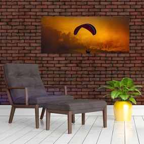 Tablou cu parașutistul în apus de soare (120x50 cm)