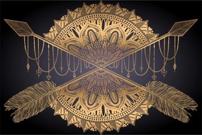 Tablou - Mandala aurie cu săgeți (90x60 cm)