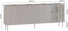 Comodă patru uși Dunari 220 cm - stejar Dunin
