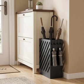 HOMCOM Suport pentru Umbrele de Design cu Tavă pentru Colectarea Picăturilor și 4 Cârlige din Metal, 28x14x41cm, Negru | Aosom Romania