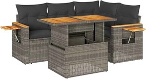 vidaXL Set canapea de grădină cu perne, 5 piese, poliratan/lemn acacia