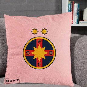 Perna Personalizata FCSB Fotbal Club Steaua Bucuresti, 40x40 cm, Roz, Husa Detasabila, Perna Inclusa, BEKZ®
