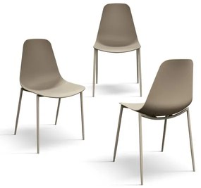 PAZZO DESIGN Set de 4 scaune Alix gri porumbel din polipropilenă și picioare metalice | Aosom Romania