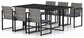 317185 vidaXL Set mobilier de grădină cu perne, 7 piese, gri, poliratan