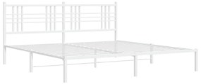 376379 vidaXL Cadru de pat metalic cu tăblie, alb, 193x203 cm